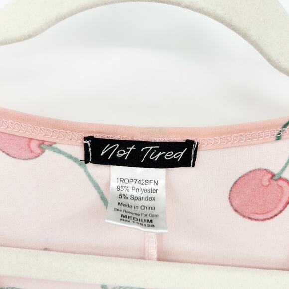 Not Tired Womens Sweet Cherry Sleep Lounge Pajama Peekaboo Romper Size M Pink - Picture 3 of 7
